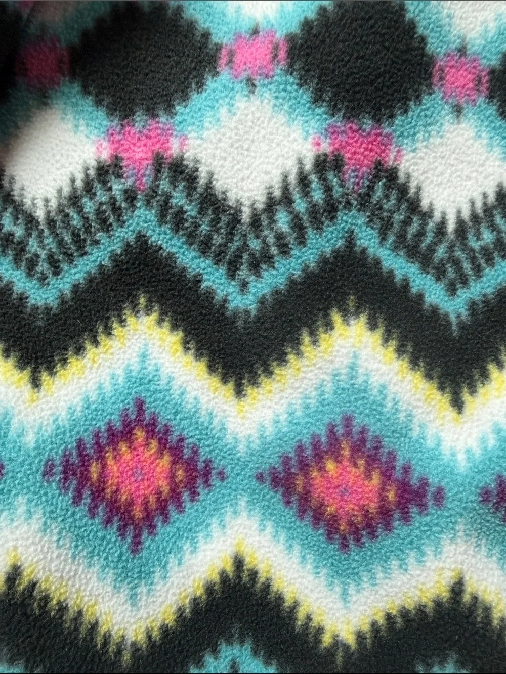 Patagonia Teal Black Pink Cream Aztec Fleece Pullover